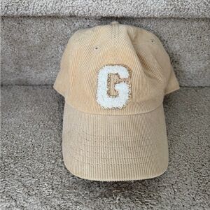 “G” Monogram Sparkle Letter Beige Classic Hat w/ Adjustable Strap